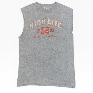 Vintage Miller High Life “The Champagne Of Beers” Cut Off Tank Gray Alstyle- M